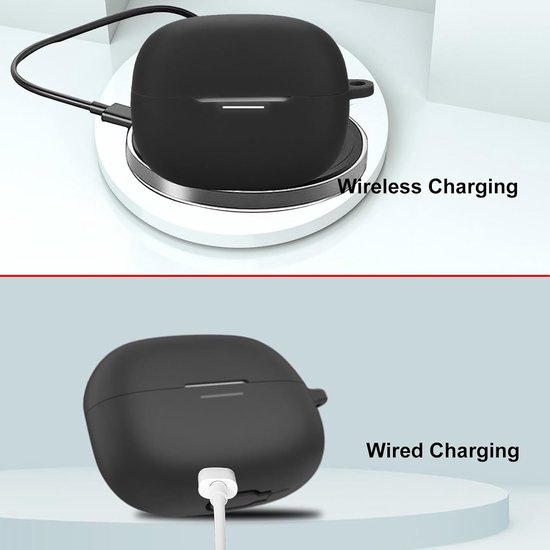 Beschermhoesje voor REDMI Buds 8 Lite met karabijnhaak, ultradun, schokbestendig, oplaadhoes voor hoofdtelefoon, duurzaam, flexibel, bescherming van zachte siliconen, zwart — afbeelding 3