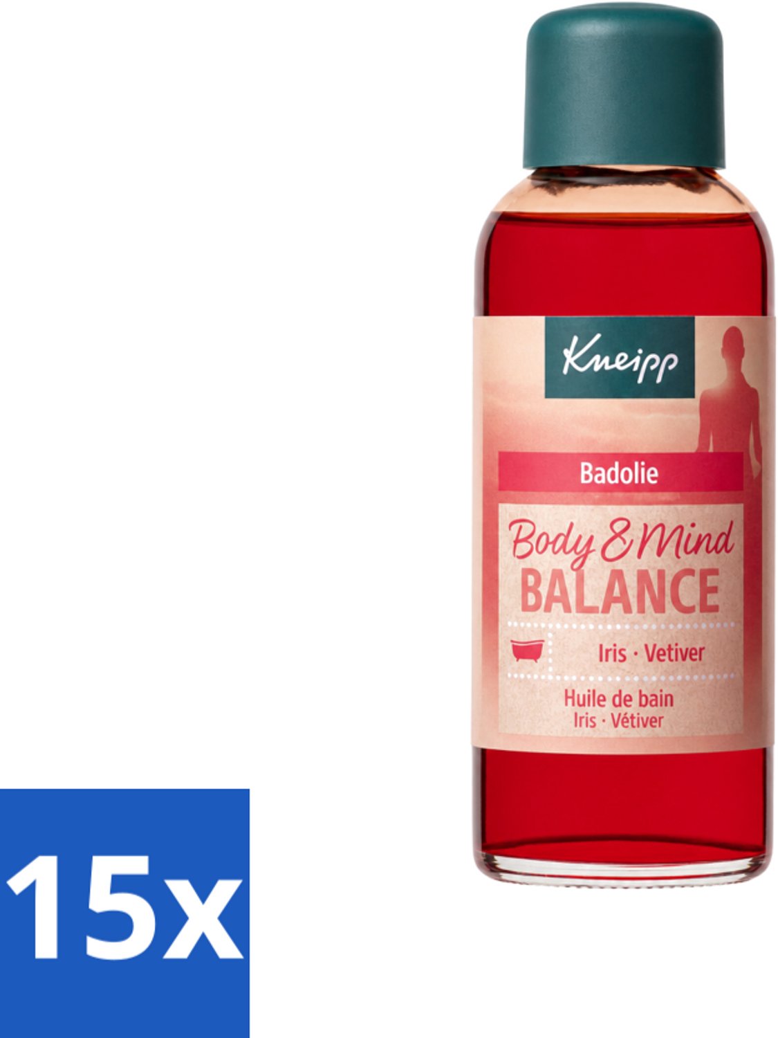 15 x Kneipp - Badolie - Body & Mind Balance - Iris & Vetiver - 100 ml - Voordeelverpakking - 15 stuks