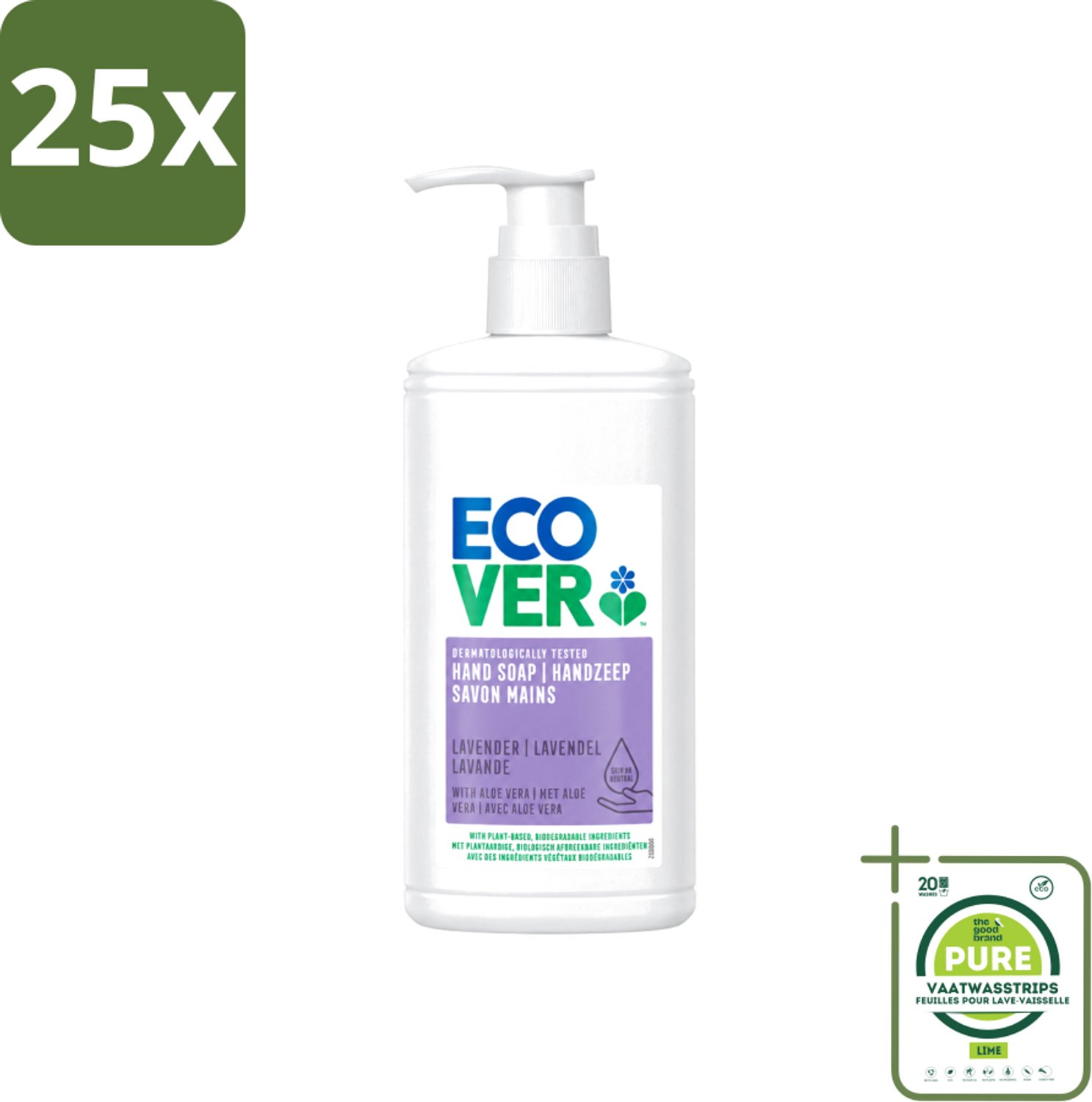 25 x Ecover - Handzeep - Lavendel & Aloë Vera - 250 ml - Grootverpakking - Vaatwasstrips - Handzeep - Natuurlijke Handzeep - Lavendel Handzeep - Aloë Vera Handzeep - Plantaardige Handzeep
