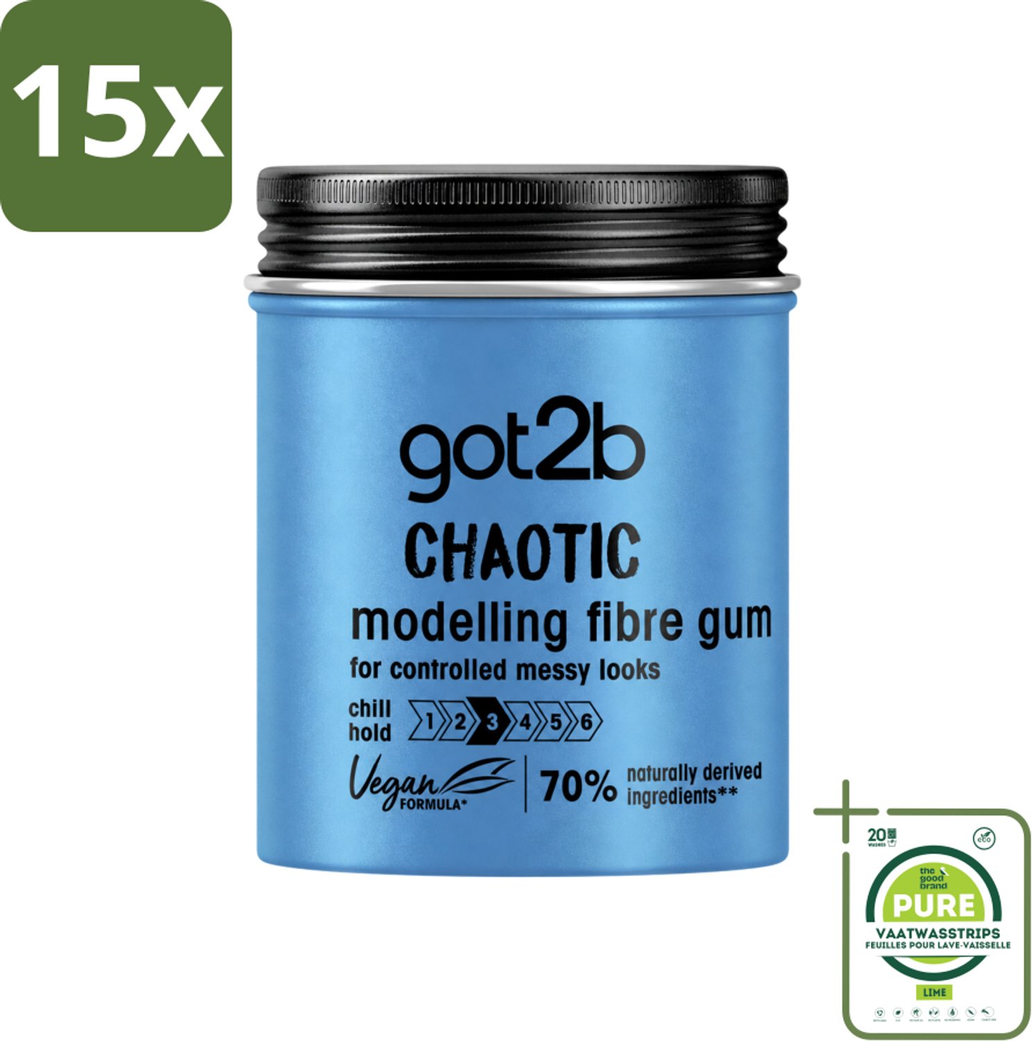 15 x Got2B - Wax - Warhoofd - 100 ml - Grootverpakking - Vaatwasstrips - Haarstyling - Warrig Haar - Chaotisch Haar - Wax Voor Haar - Medium Hold