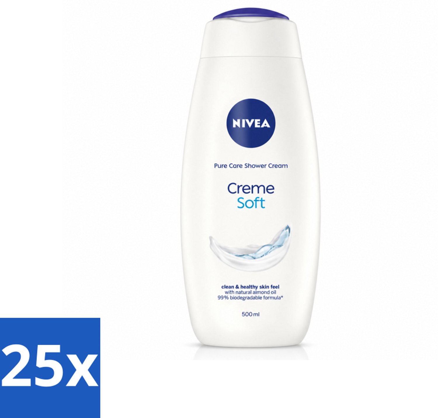 25 x NIVEA - Douchecrème - Zacht - Huidbeschermend - Amandelolie - 500 ml - Voordeelverpakking - 25 stuks
