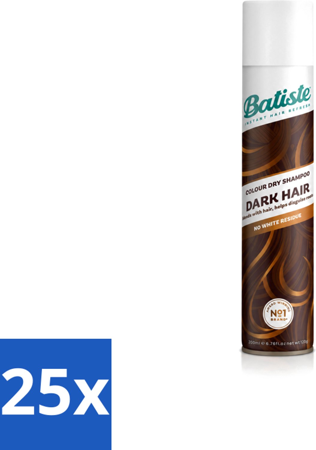 25 x Batiste - Dark & Deep Brown - Droogshampoo - Speciaal Voor Donkerbruin Haar - Verfrist en Geeft Volume - 200ml - Voordeelverpakking - 25 stuks