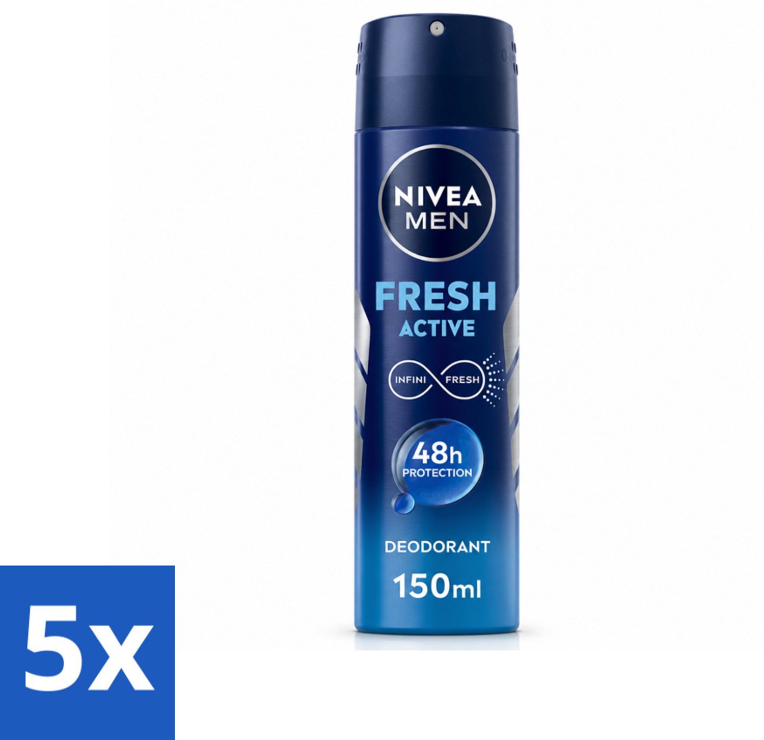 5 x NIVEA MEN - Deodorant Spray - Fresh Active - 150 ml - Voordeelverpakking - 5 stuks
