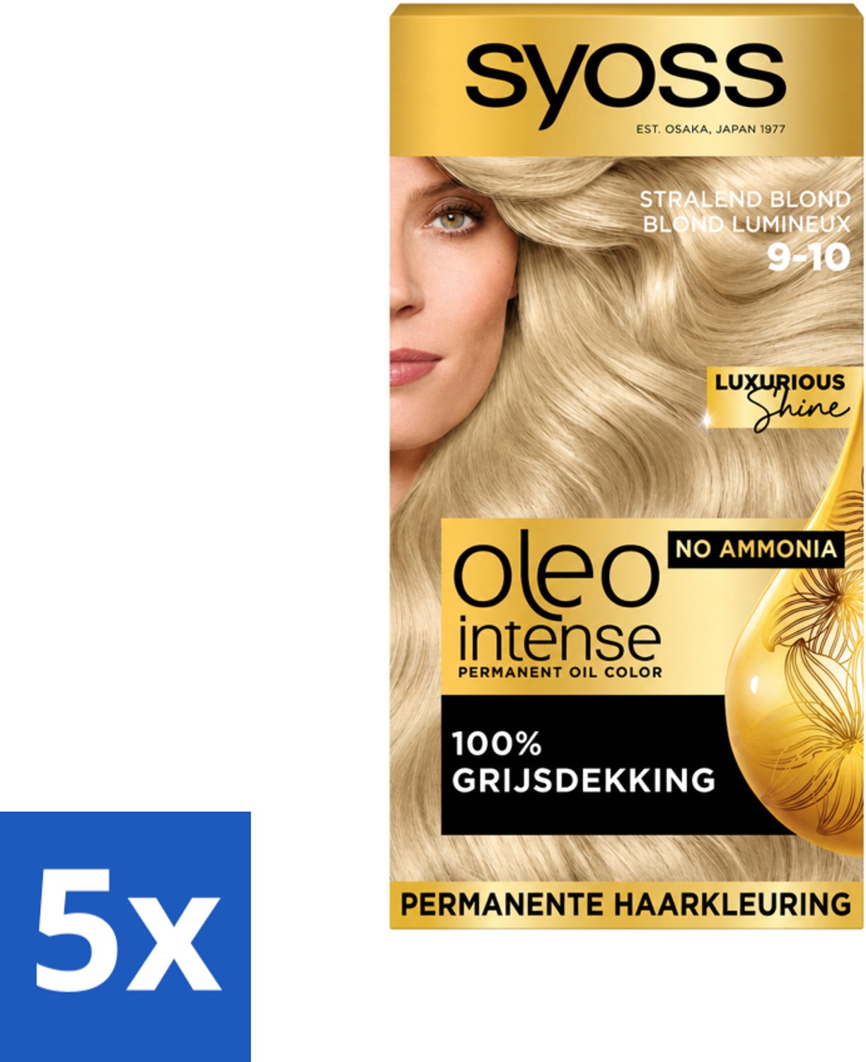 Syoss Oleo Intense - Haarverf - 9-10 - Stralend Blond - 115ml x 5