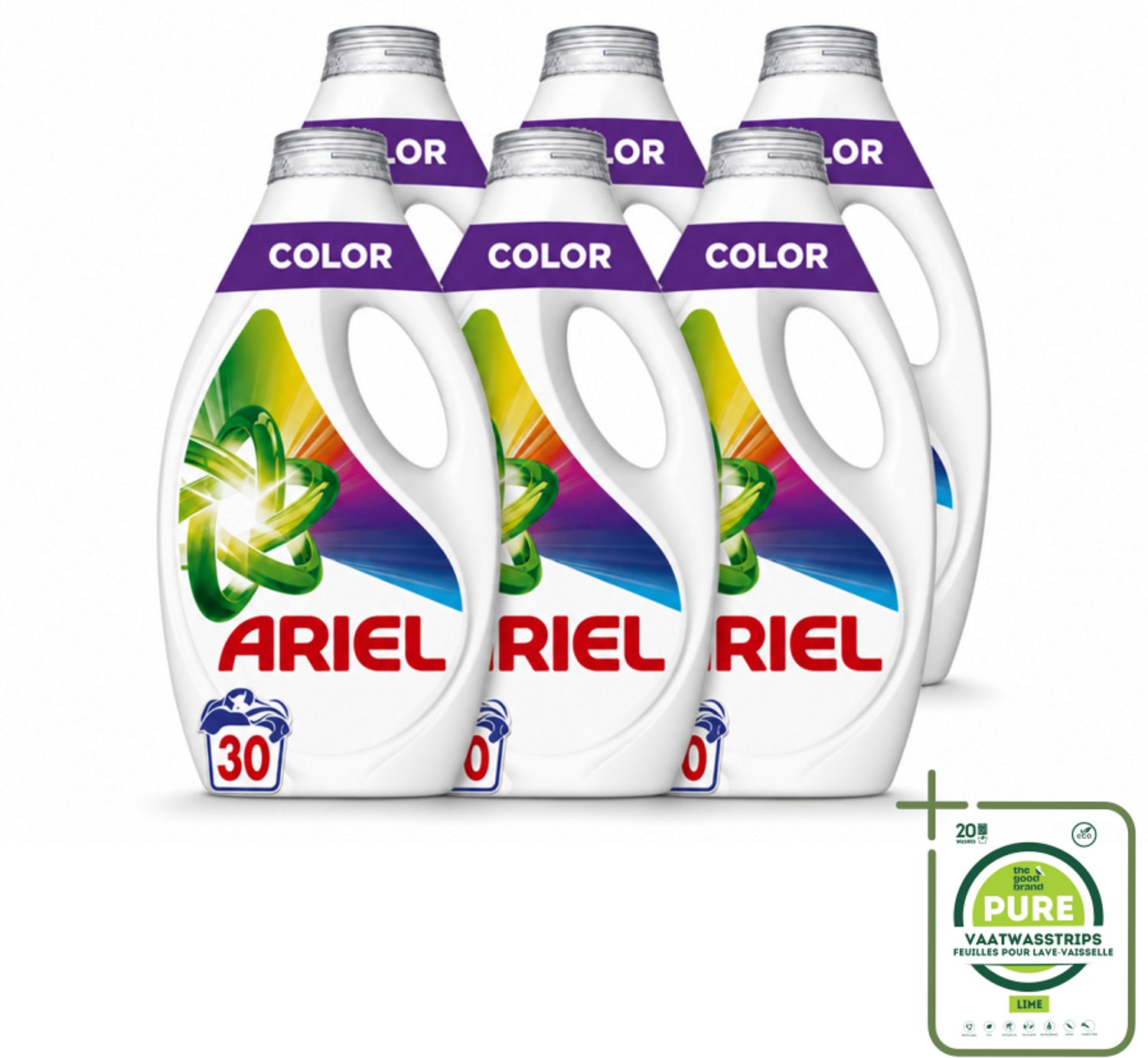 6 x Ariel - Vloeibaar Wasmiddel - Color - 30 Wasbeurten - 1350 ml - Grootverpakking - Vaatwasstrips - Kleurbehoud - Vlekverwijdering - Wasmiddel - Wasbeurt - Wasmachine