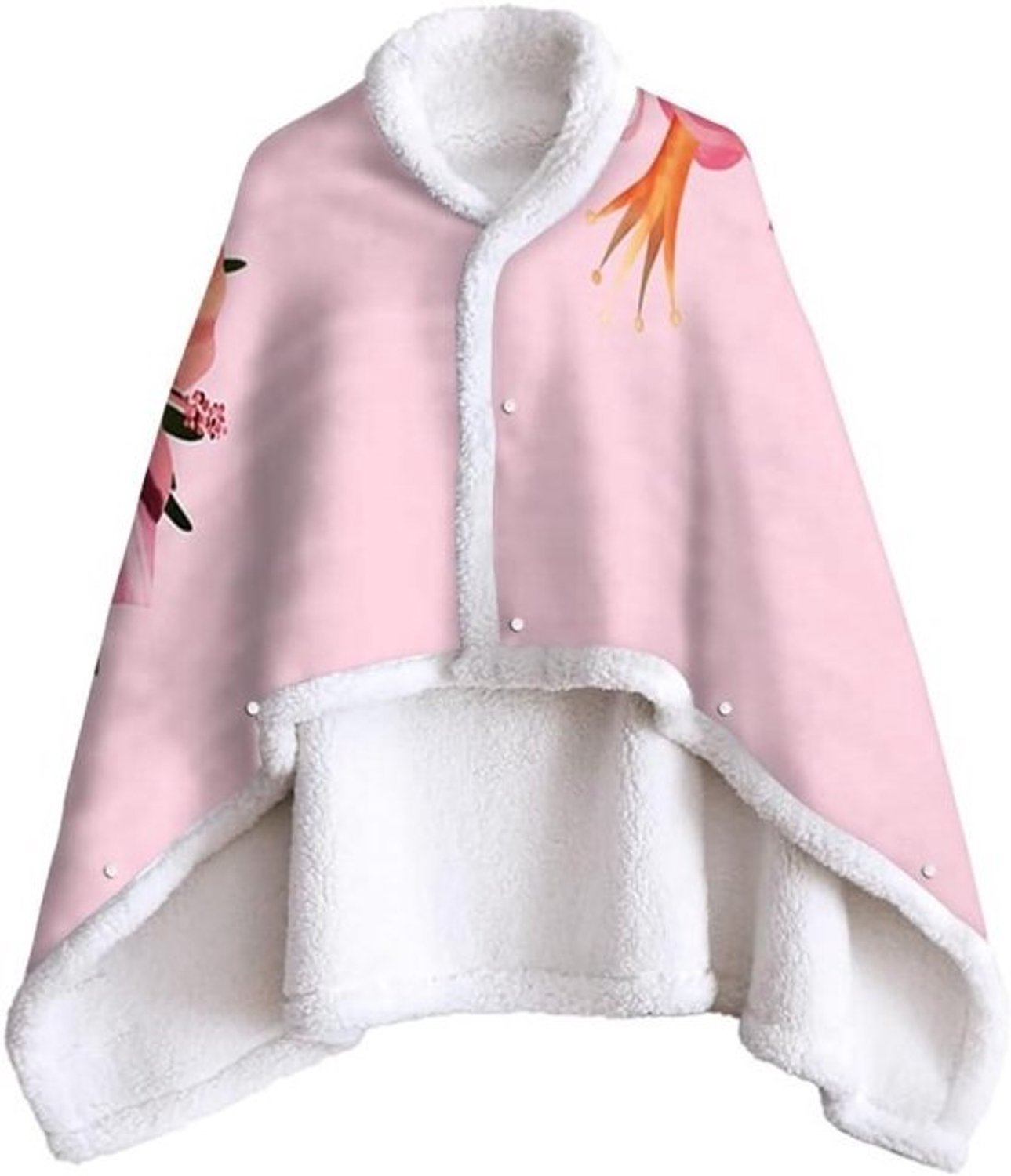 Flanellen deken - Warme knuffeldeken - Gezellig thuis - Met drukknopen - 100 x 70 cm - Roze