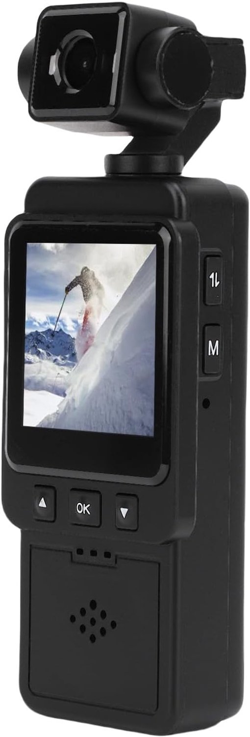 1080P Vlog Camera, Multi Axis Stabilization with 270 Degree and 180 Degree Lens Rotation, Night Support, 1.53 Inch HD Color Screen, Wide Angle Lens, or Mount Anywhere