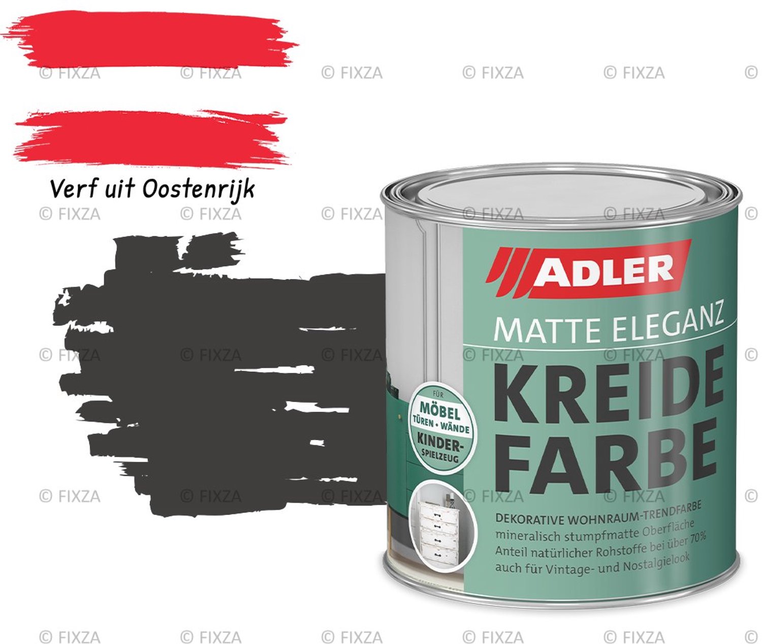 ADLER Vivido Krijtverf – Nachtzwart – Duurzame matte verf voor hout, meubels, deuren, metaal en kunststof – 375 ml