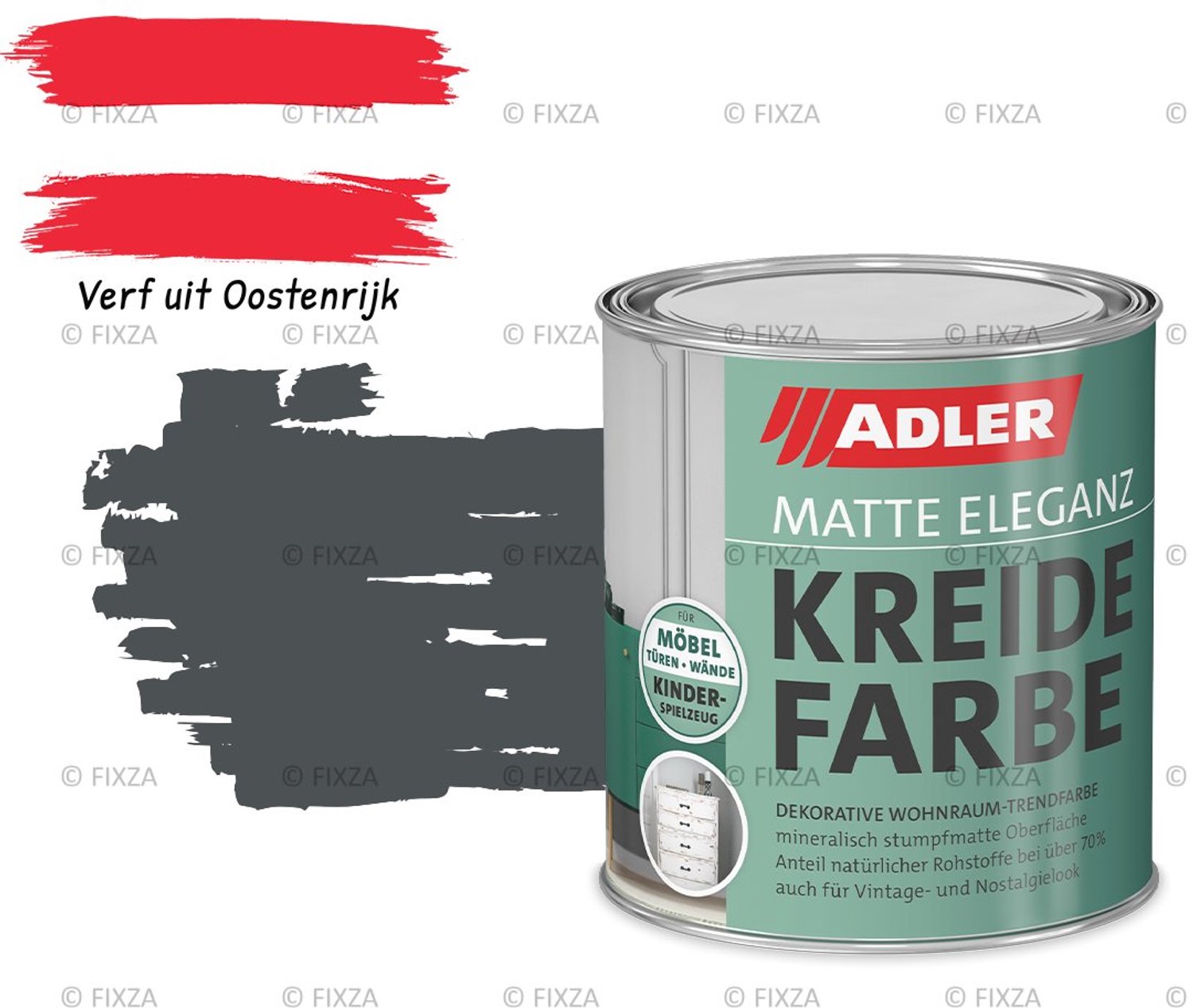 ADLER Vivido Krijtverf – Middernachtgrijs – Duurzame matte verf voor hout, meubels, deuren, metaal en kunststof – 375 ml