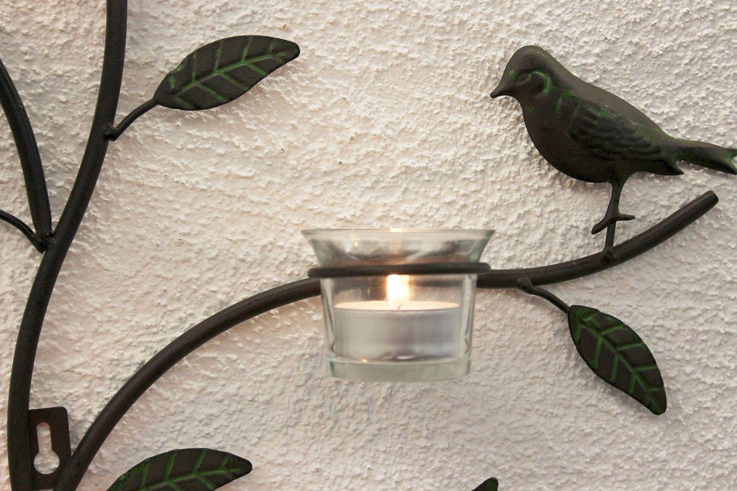 ‎DanDiBo Wandtheelichthouder vogels voor 3 theelichtjes - Bruin antiek - 57 cm