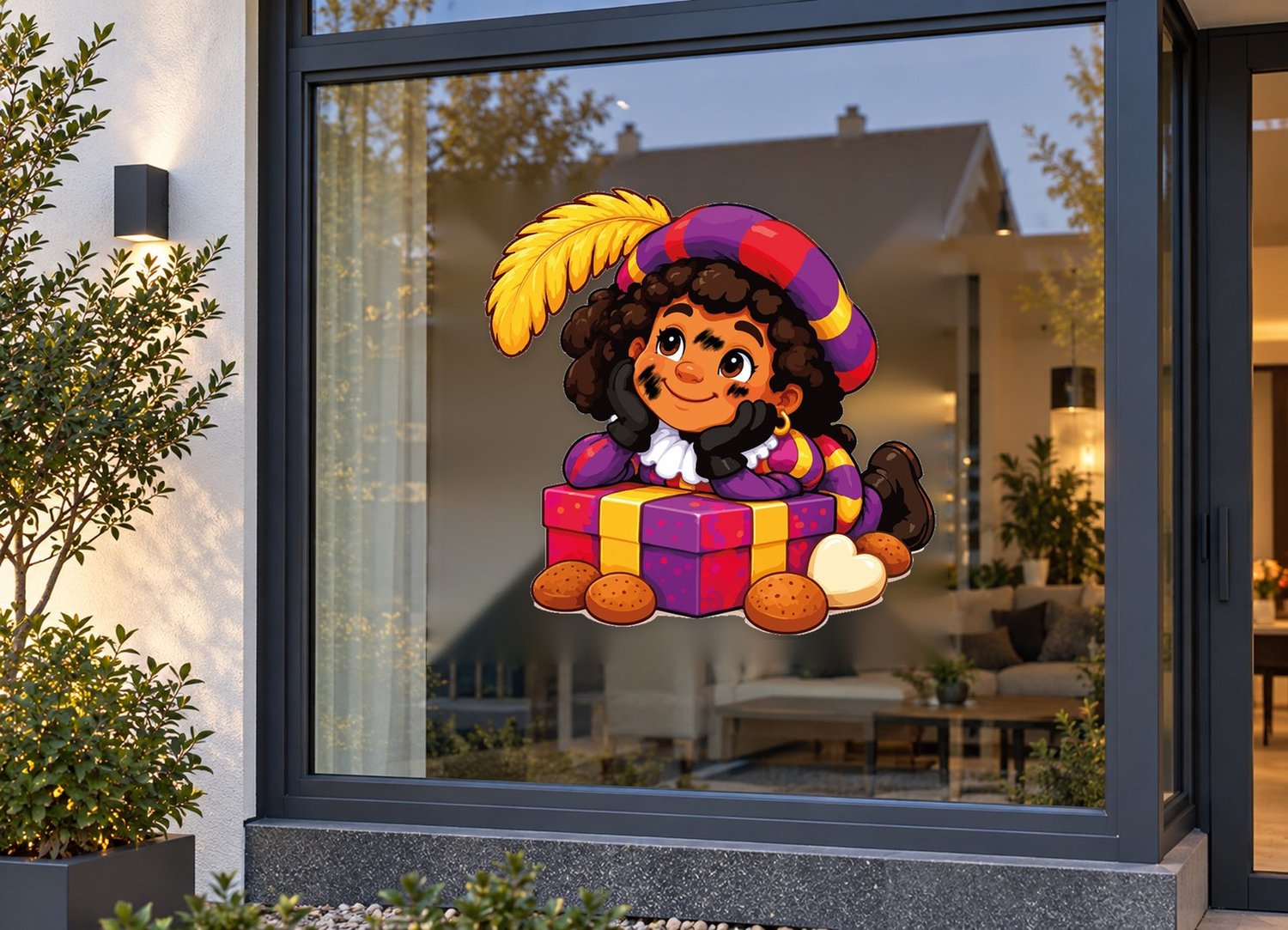 De Stickerman Sinterklaas Raamsticker 75cm Breed Herbruikbaar Weerbestendig (V13) Multi