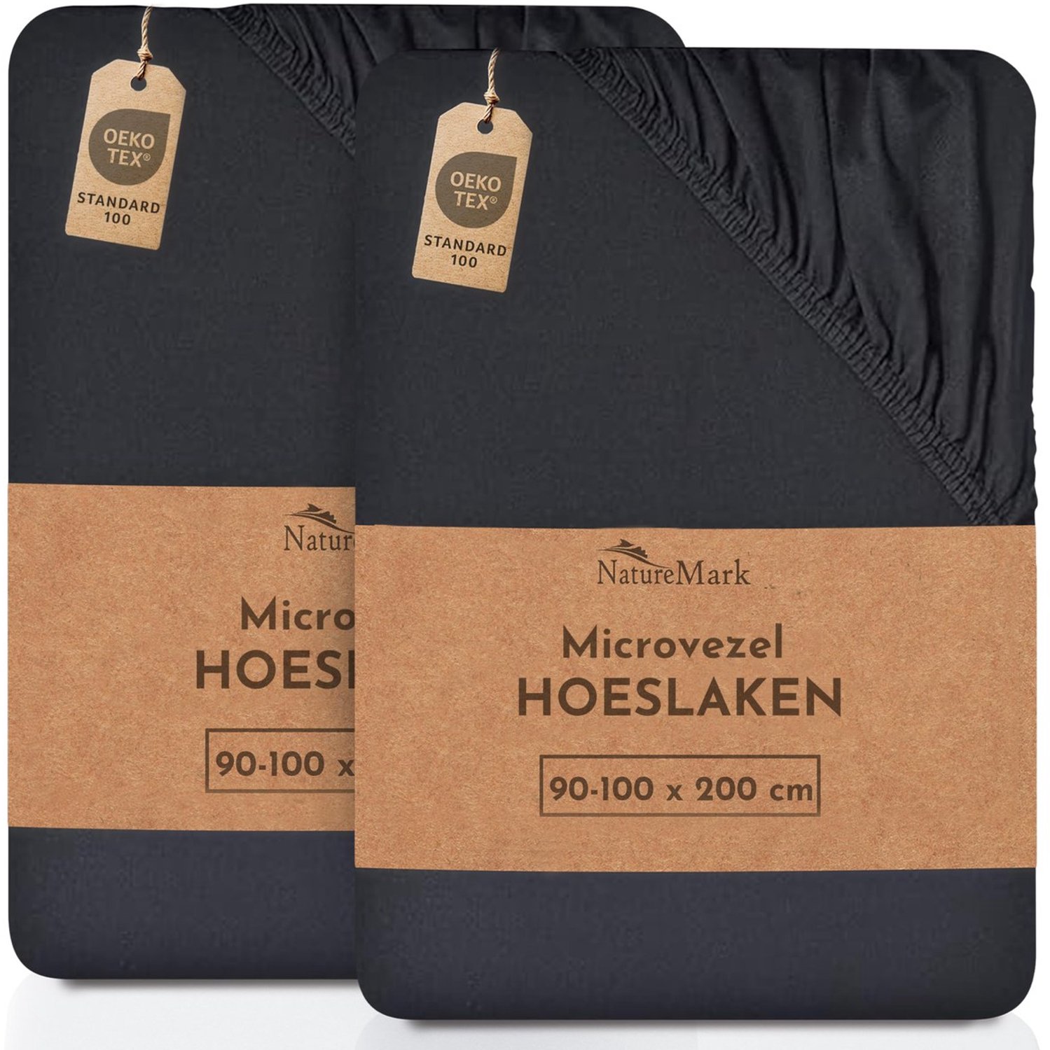 Duraxl Hoeslaken - Microvezel - 2 stuks - 90 x 200 cm - Zwart