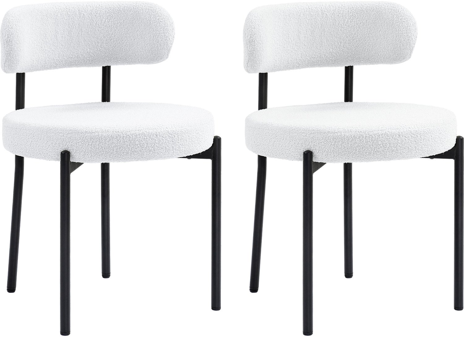Homcom Dining Chair Polyester, Stahl 51L x 51B x 76H cm Cremeweiß