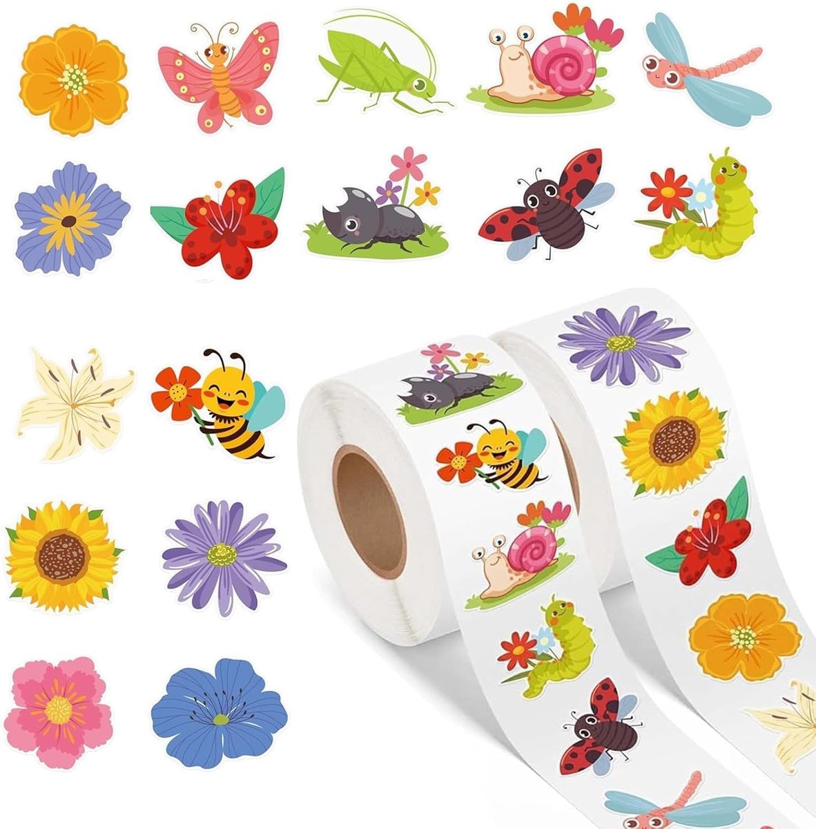 Dieren Stickers voor Kinderen - 1000 Stuks met Bloemen, Beloningsstickers voor Scrapbooking, Reiskoffers en Notitieboeken