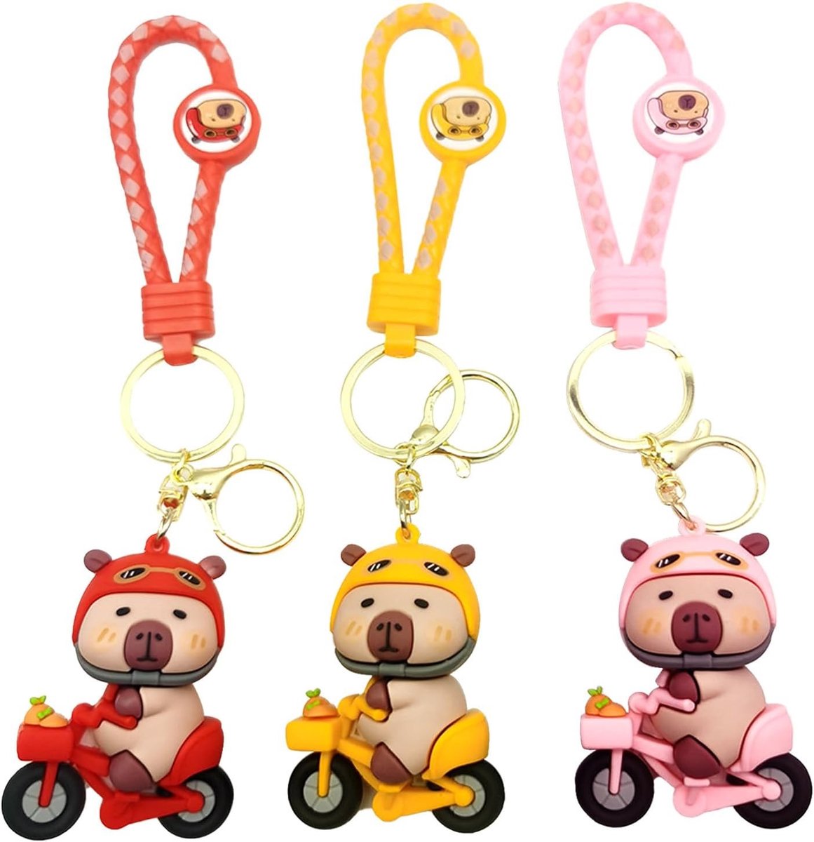 Set van 3 schattige capybara sleutelhangers, grappige pocket hangers, perfect als cadeau voor vrouwen, mannen en kinderen
