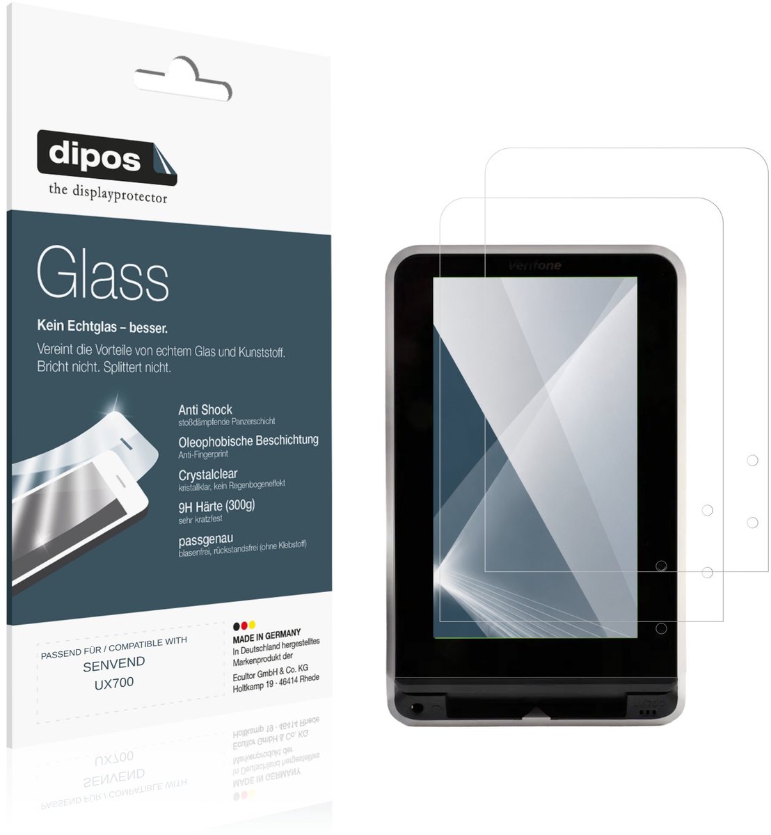 dipos – 2x Pantserfolie geschikt voor SENVEND UX700 | 9H Screenprotector