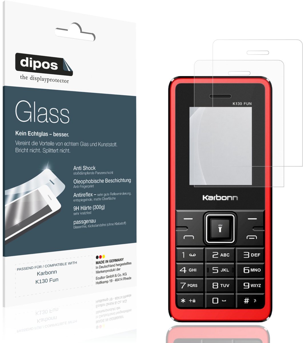 dipos – 2x Matte Pantserfolie geschikt voor Karbonn K130 Fun | 9H Screenprotector