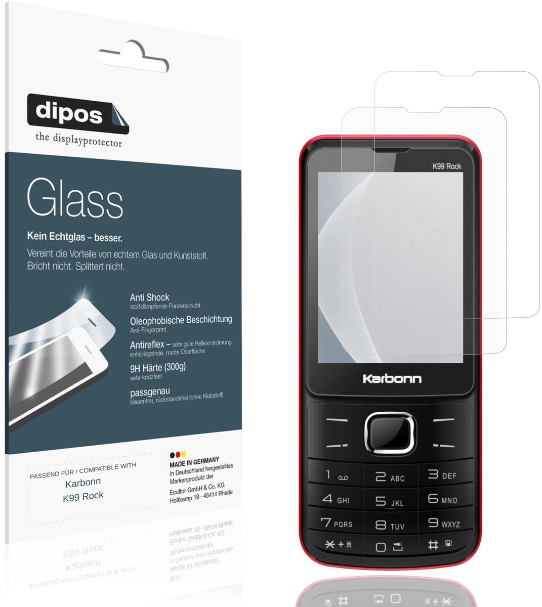 dipos – 2x Matte Pantserfolie geschikt voor Karbonn K99 Rock | 9H Screenprotector