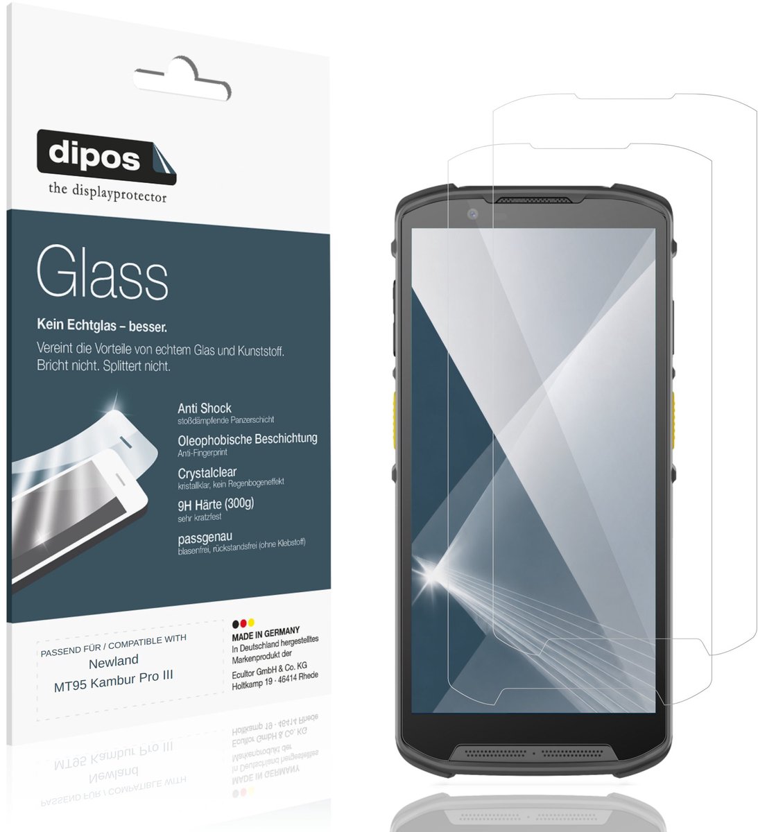 dipos – 2x Pantserfolie geschikt voor Newland MT95 Kambur Pro III | 9H Screenprotector