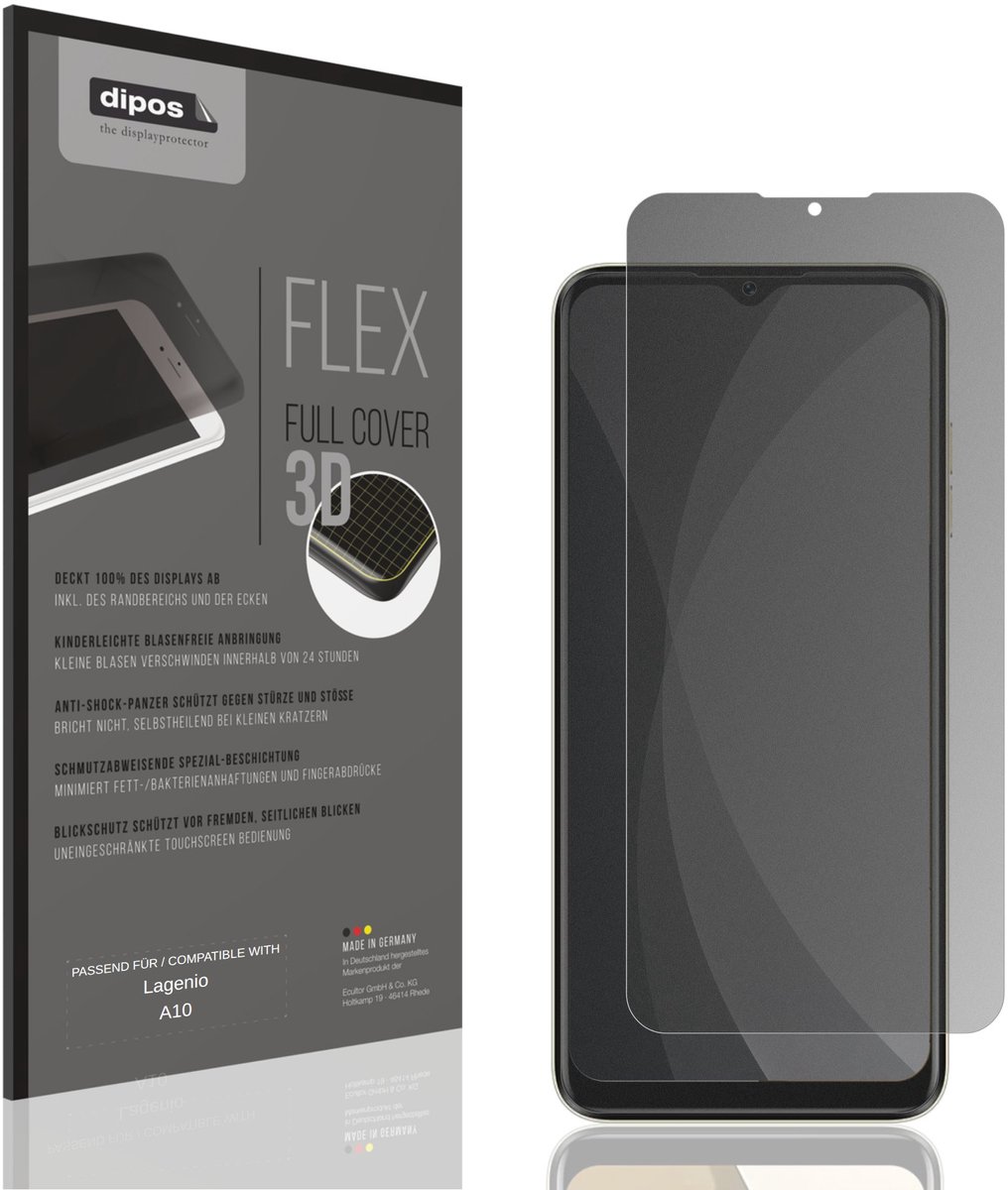dipos FLEX – Matte Privacy Screenprotector geschikt voor Lagenio A10 | Volledige Schermbescherming | Case-Friendly