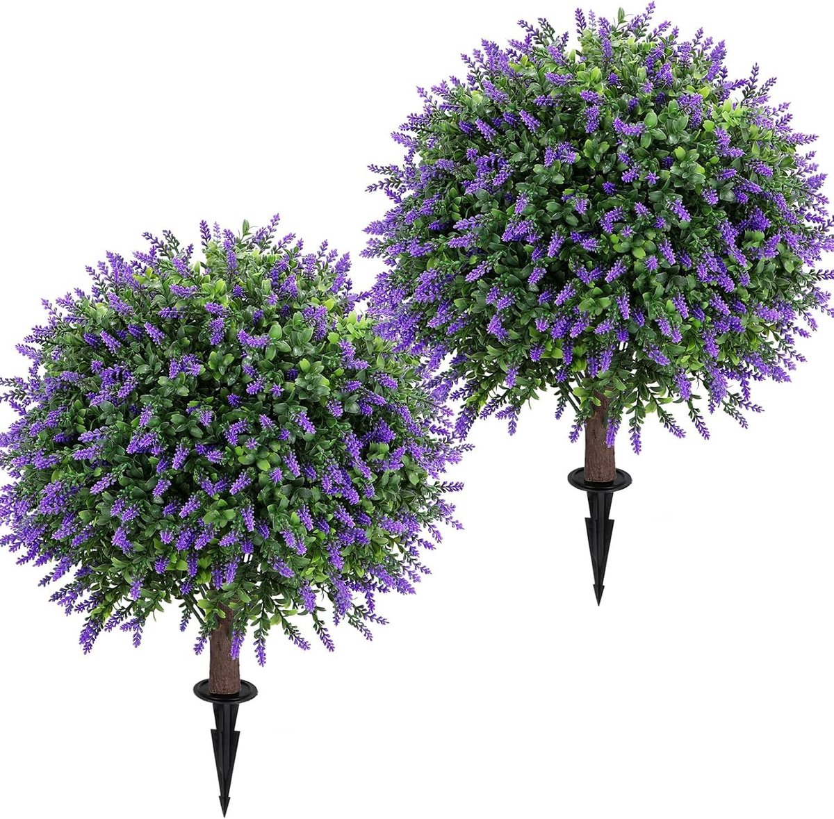 Olrla kunstbal lavendel met grondpin 65 cm set van 2 uv-bestendige winterbestendige kunstplant voor tuin, balkon - ShopVlot