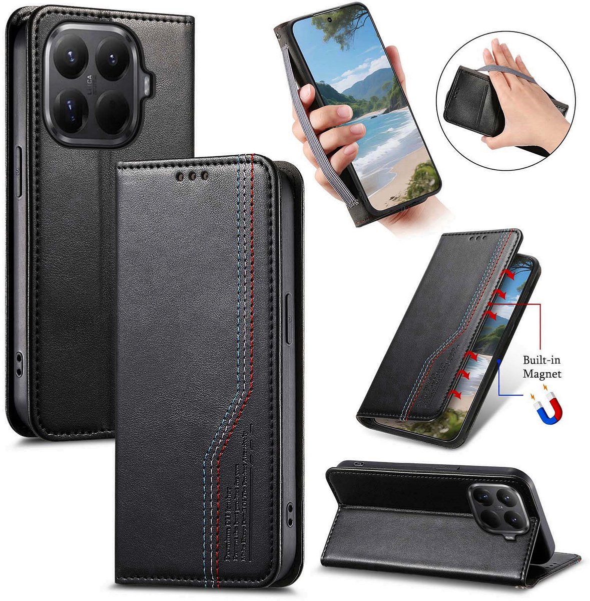 Praktische en Stijlvolle PU Leren Portemonnee Hoes voor Xiaomi 17T _ Zwart