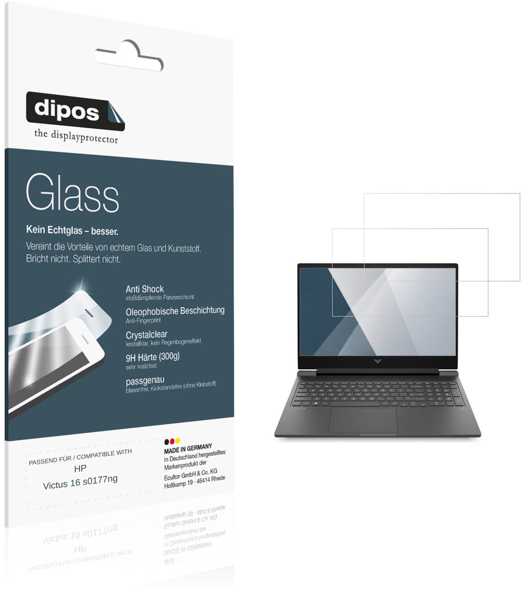 dipos – 2x Pantserfolie geschikt voor HP Victus 16 s0177ng | 9H Screenprotector