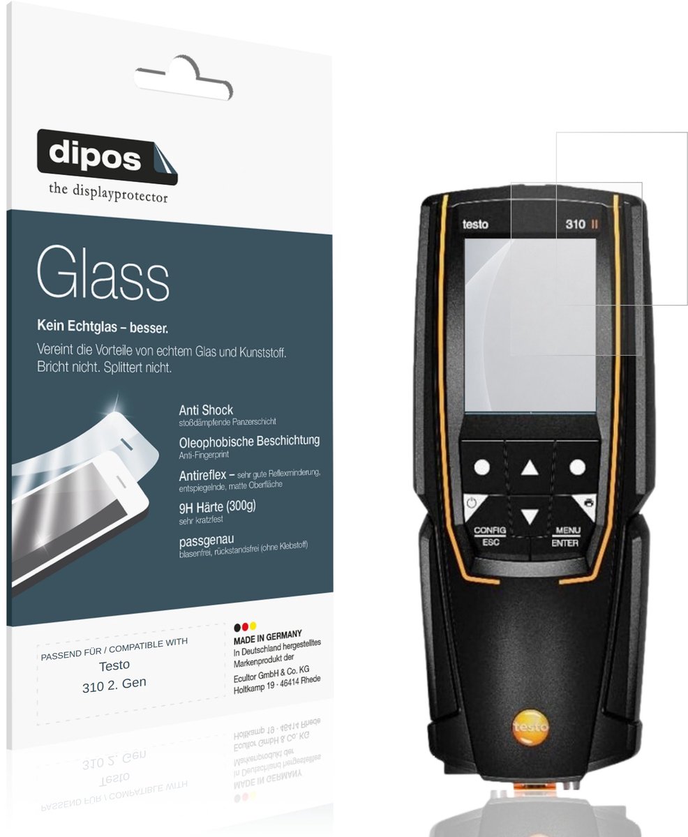 dipos – 2x Matte Pantserfolie geschikt voor Testo 310 2. Gen | 9H Screenprotector