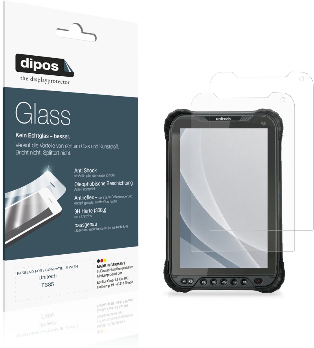 dipos – 2x Matte Pantserfolie geschikt voor Unitech TB85 | 9H Screenprotector