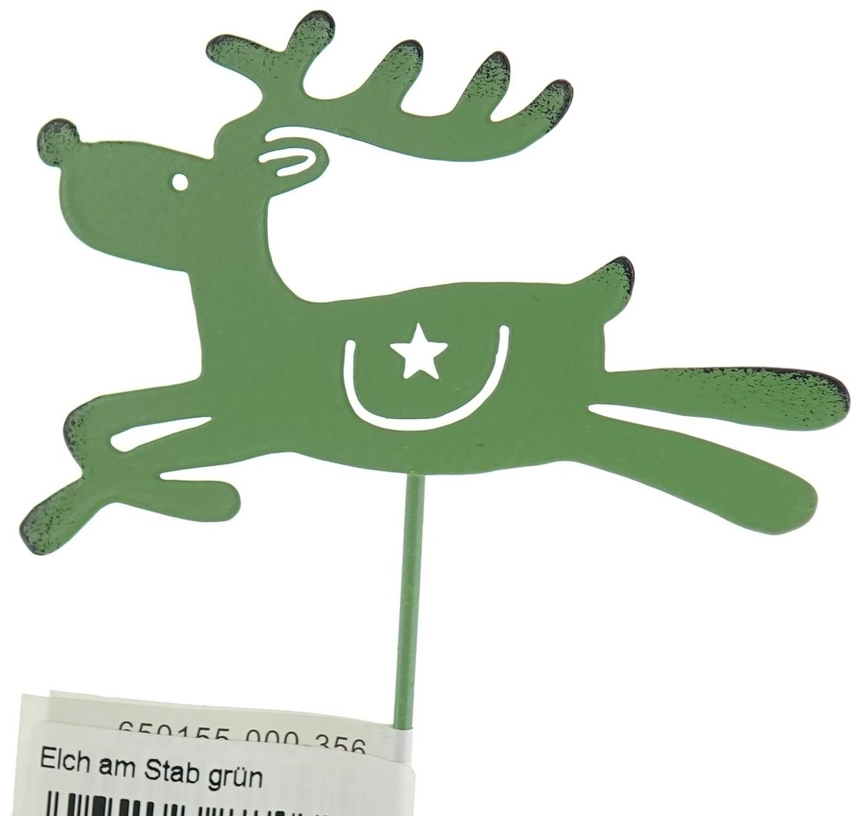 Posiwio Kerstplantsteker Springend Eland Groen 25 cm - Metaal
