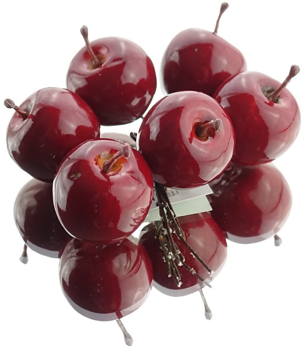 Gasper Kerstappel Rood met steker Ø 3,5 cm - kunststof, 6 st.