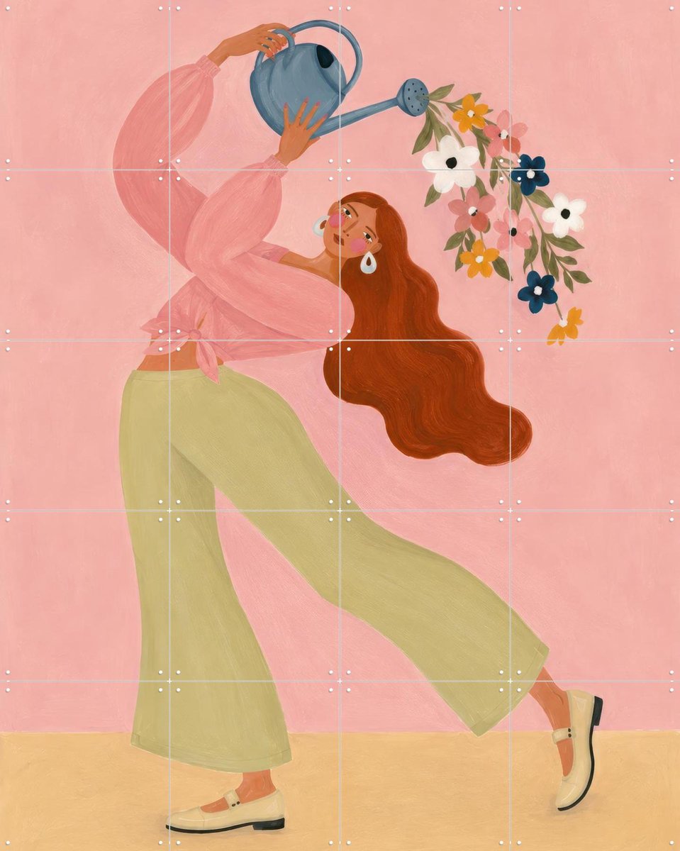 IXXI Pour Some Joy, Atelier Pommeline - 80 x 100 cm - Gratis ophangtool - Grote wanddecoratie en posters - Illustraties, Kleurrijk, Modern, Speels