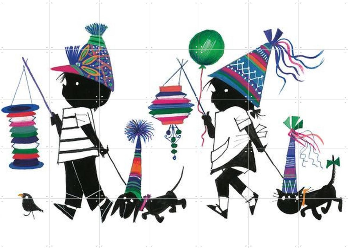 IXXI Feest, Fiep Westendorp - 140 x 100 cm - Gratis ophangtool - Grote wanddecoratie en posters - Speels, Cartoonesk, Illustraties, Kleurrijk