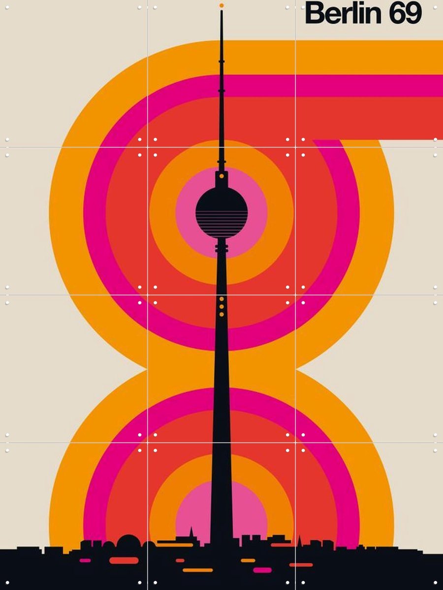IXXI Berlin 69, Bo Lundberg - 60 x 80 cm - Gratis ophangtool - Grote wanddecoratie en posters - Kleurrijk, Pop art, Grafisch Ontwerp, Illustraties