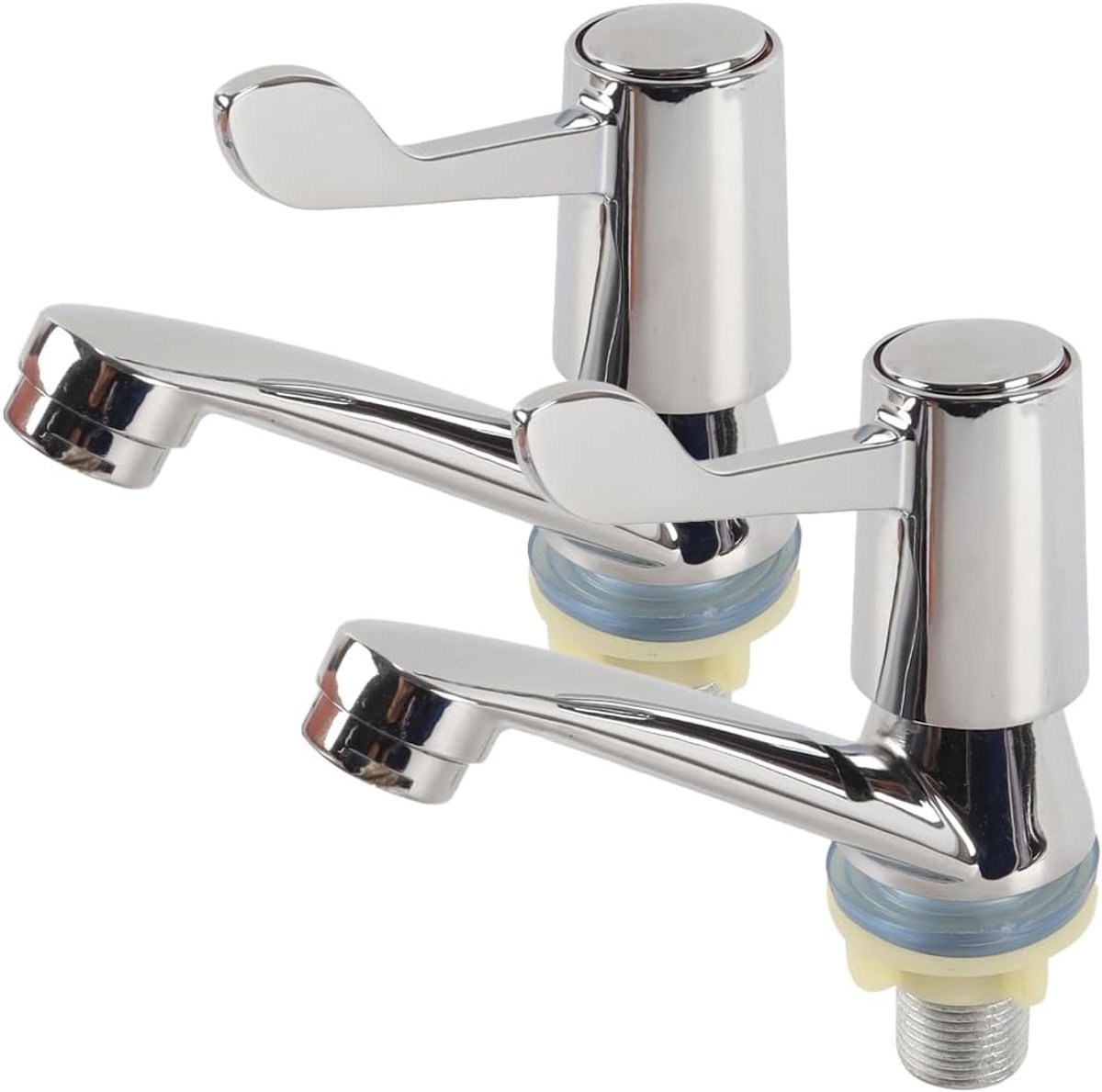 Moderne keramische chrome wastafelmengkranen - Set van 2 warm en koud leverkranen, duurzaam messing, ideaal voor badkamer en keuken