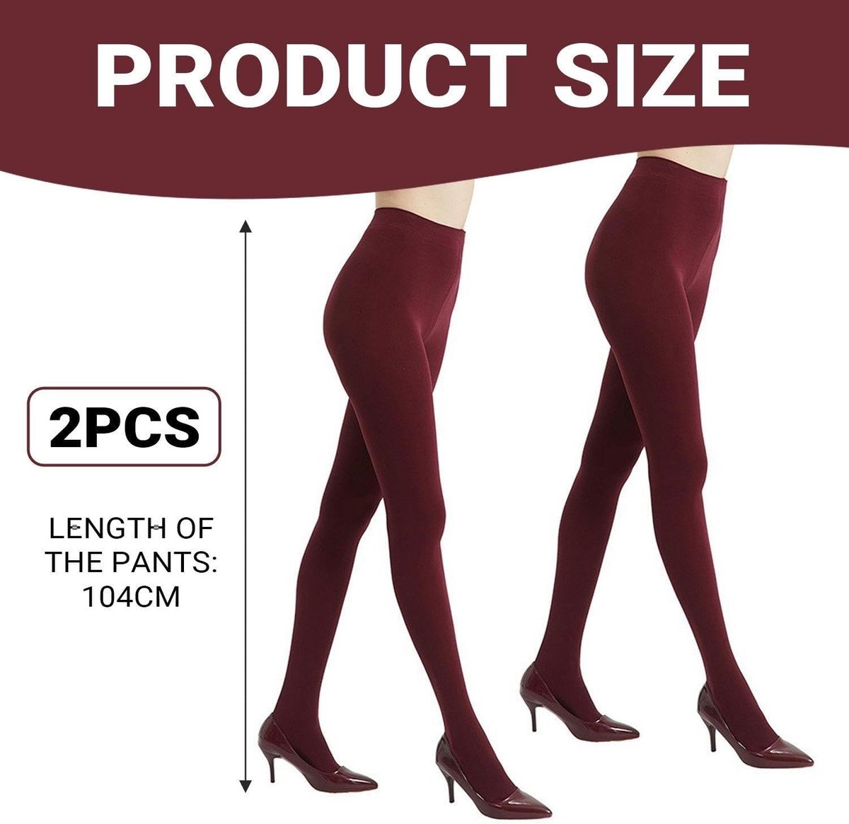 80D Bordeau Pantyhoses - Zachte Tummy Trousers, Slim Fit en Elastisch, Ideaal voor Herfst en Winter, Perfect voor Commuting en Dagelijks Gebruik