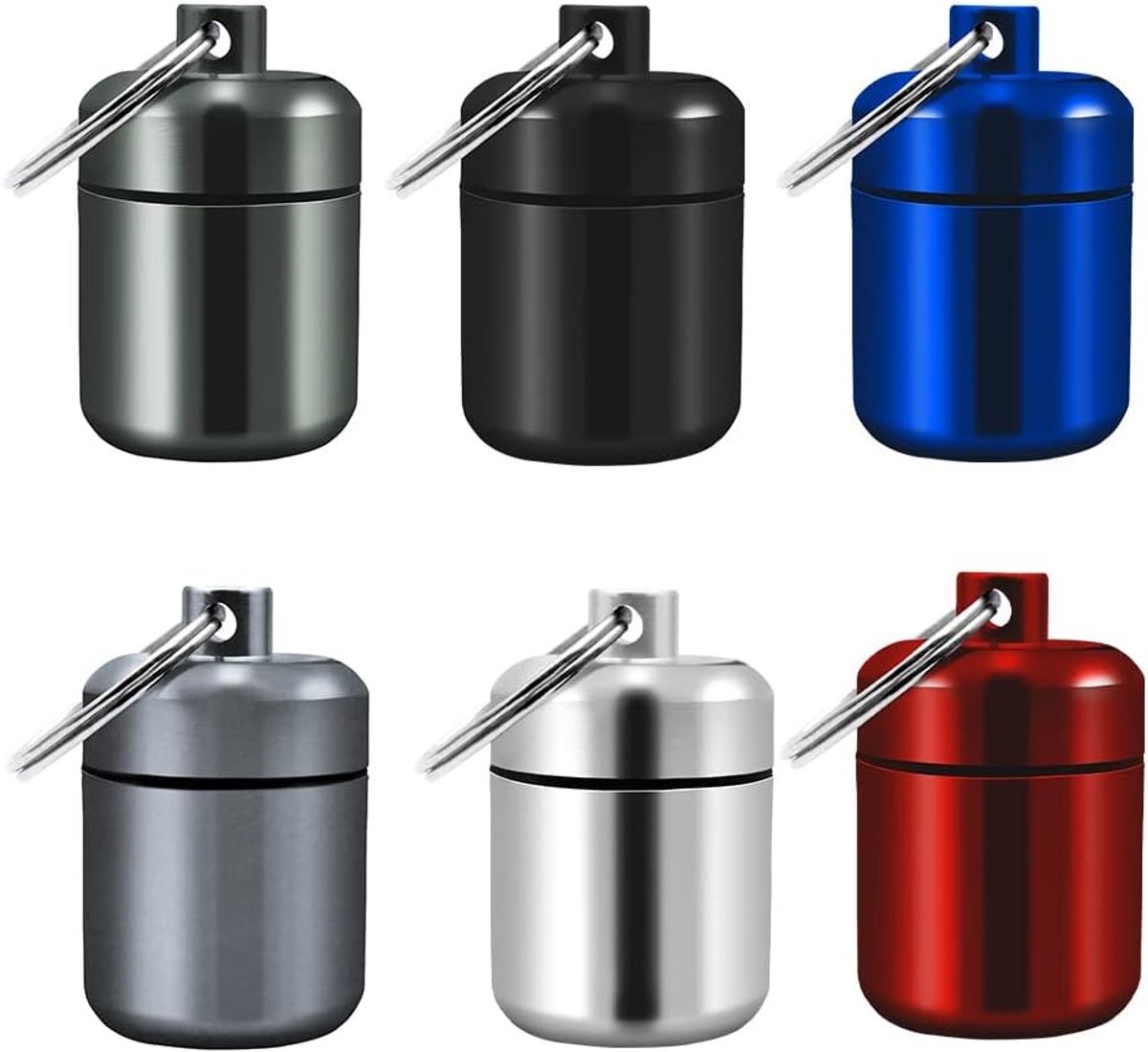 Draagbare Mini Medicijnboxen van Waterdicht Aluminium Legering in 6 Kleuren - Sleutelhanger Pillendoos voor Reizen en Buitenactiviteiten