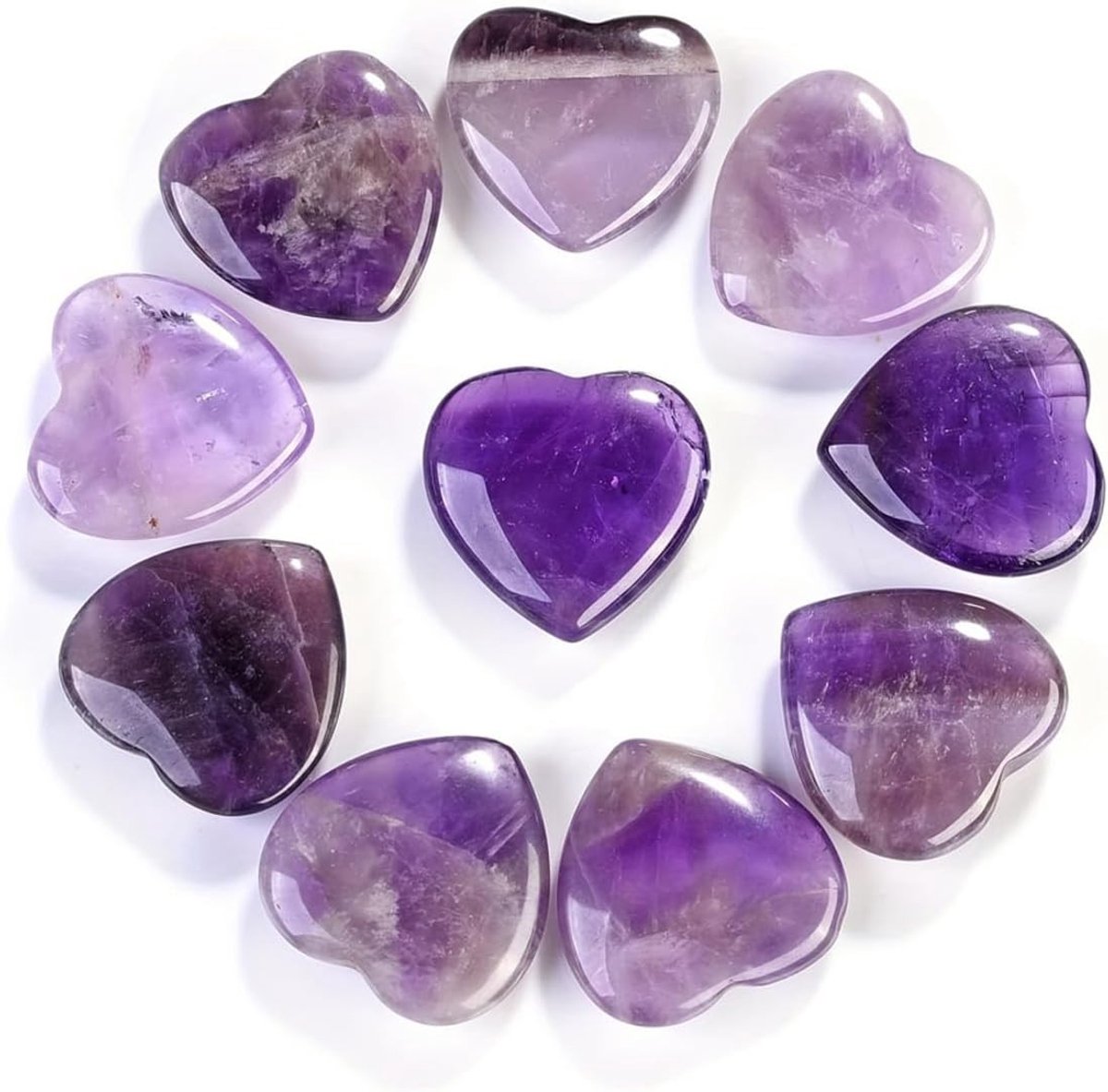10 Stuks Natuursteen Hart Kristal Gepolijst Palm Stone Rozenkwarts voor Liefde, Healing en Meditatie