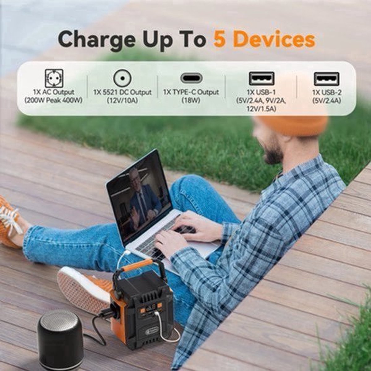 Draagbare Powerstation – Mobiele Energiecentrale – Noodstroomvoorziening – Camping Accu – 172,8 Wh Capaciteit – 200W Continu Vermogen