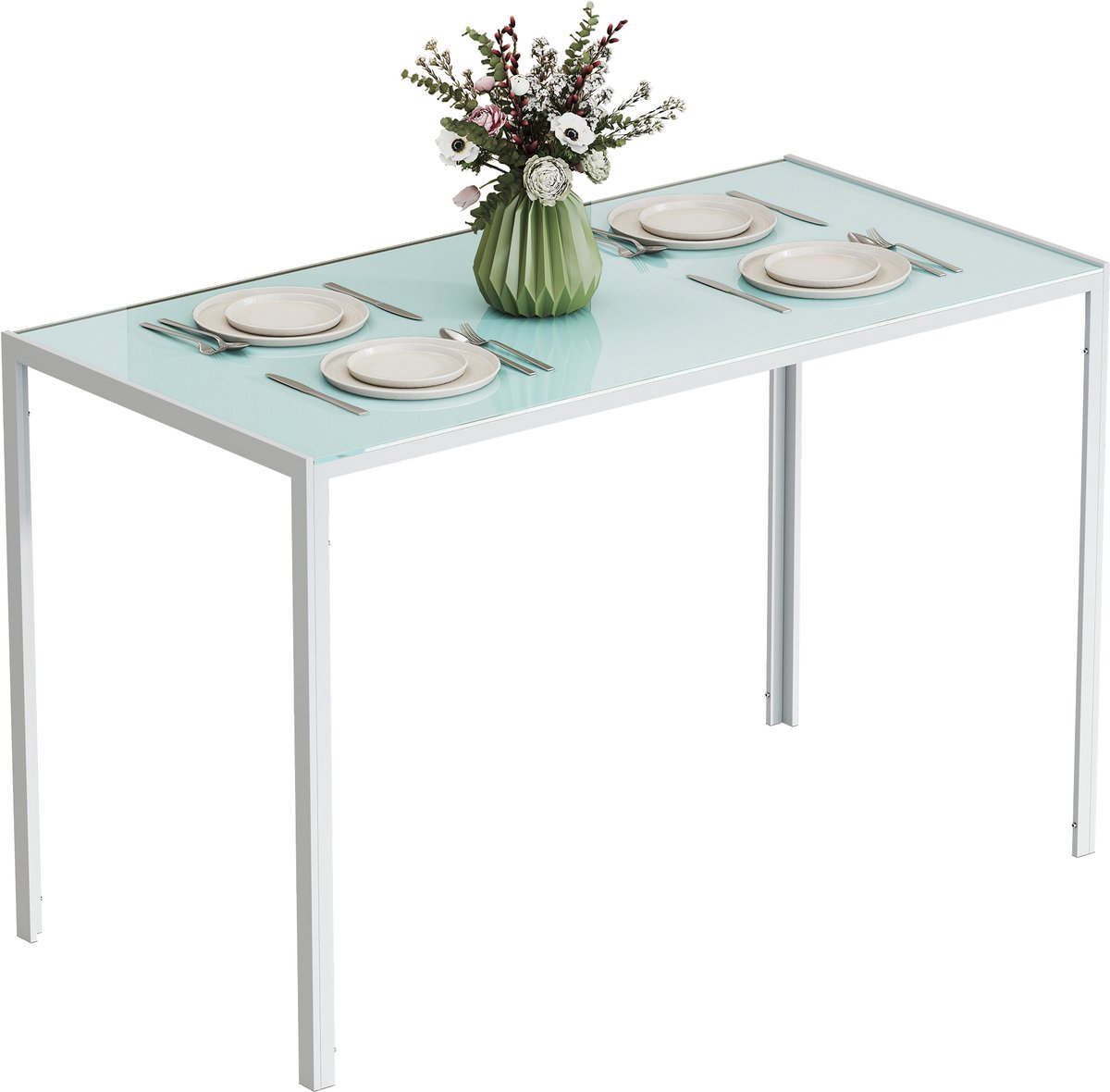 HOMCOM Eettafel - Metaal - 120x60x75cm - Wit