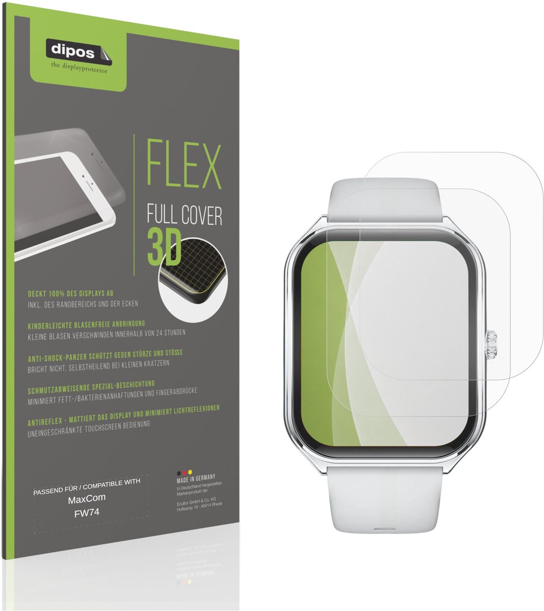 dipos FLEX – 2x Matte Screenprotector geschikt voor MaxCom FW74 | Volledige Schermbescherming | Case-Friendly