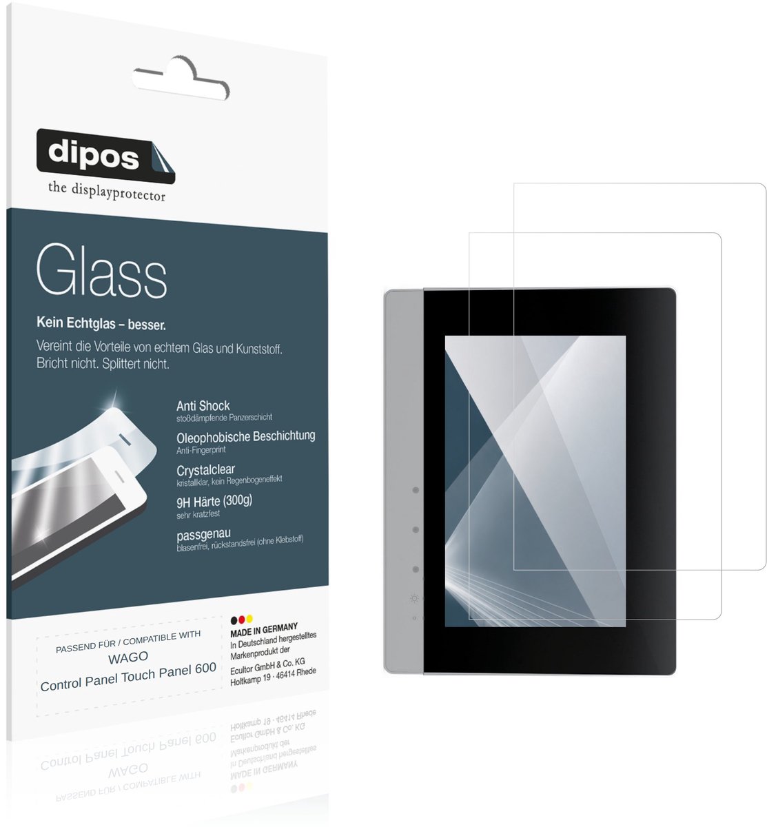 dipos – 2x Pantserfolie geschikt voor WAGO Control Panel Touch Panel 600 | 9H Screenprotector