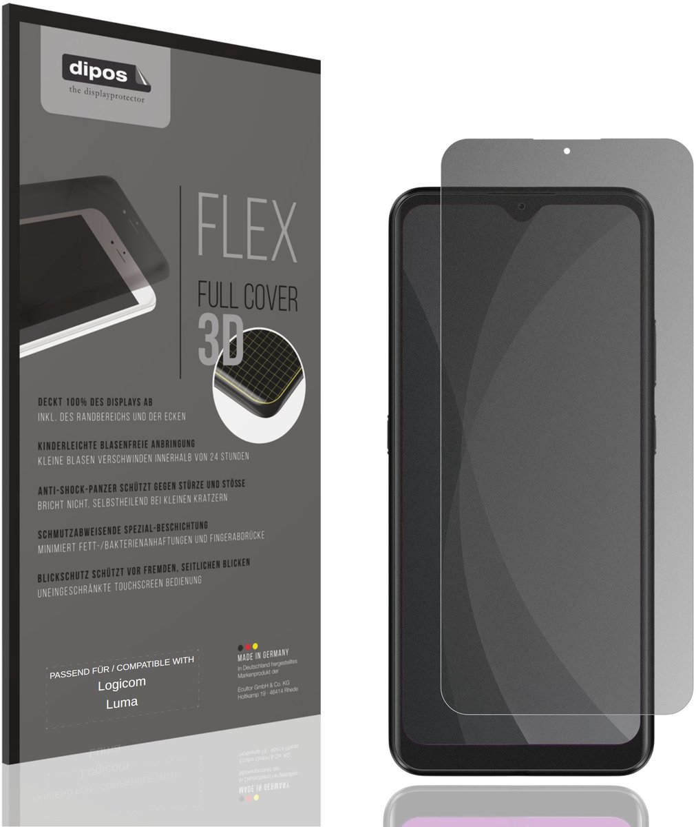 dipos FLEX – Matte Privacy Screenprotector geschikt voor Logicom Luma | Volledige Schermbescherming | Case-Friendly