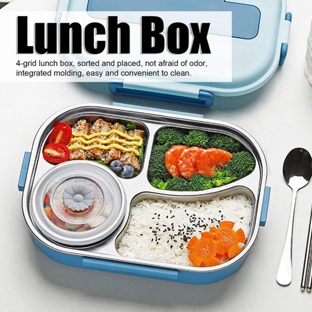 Store_8 Lunchbox - Lekvrij - Draagbaar - 4 Vaks - Thermische Behoud - Ideaal voor
