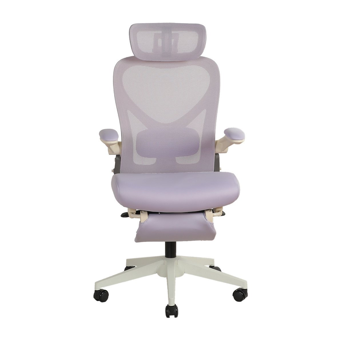 OKWISH Bureaustoel - Ergonomisch En Opklapbaar - Met 3D Verstelbare Hoofdsteun, Lendensteun En Kantelfunctie - Paars