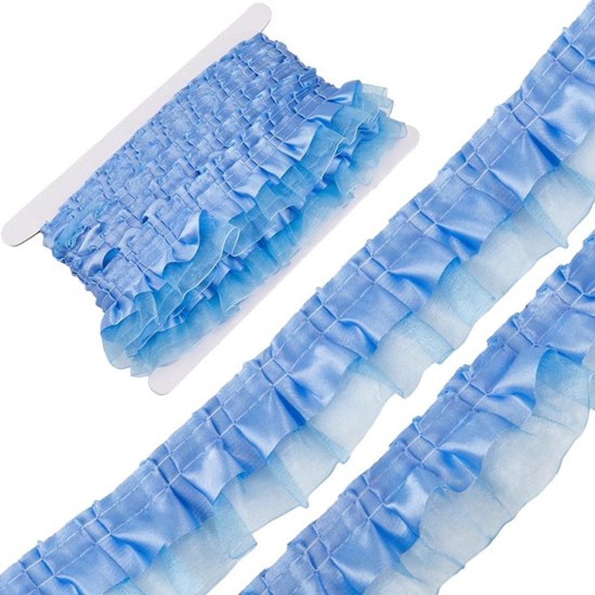 SPHProducts - Satijn Organza Kant Rand Trim - Plooide Ruche Chiffon Lint - Blauw