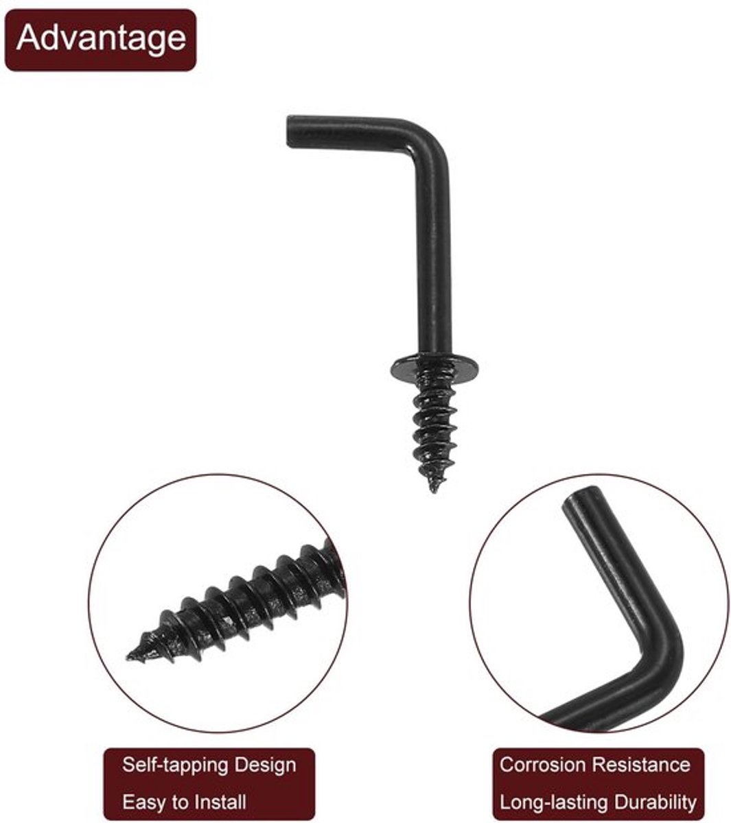 Dailygoods- Haak 120 Stuks - L-vormige Haak - Schroefhaak - Carbon Staal