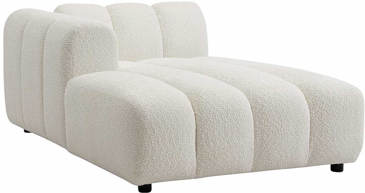 Vente-unique Chaise longue links in gebroken witte boucléstof JUTINI