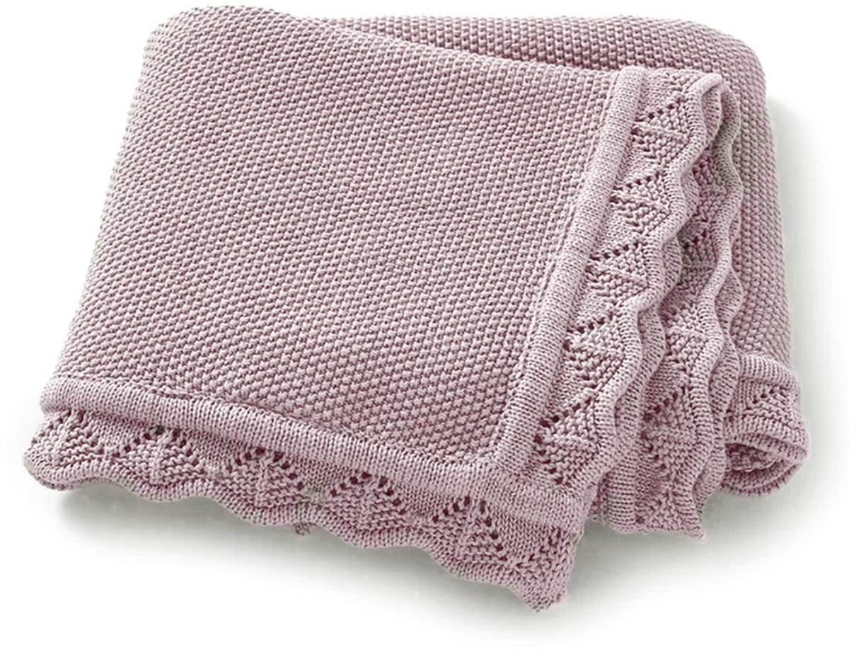 MijnNami Baby Deken 80 x 100 cm – 100% Katoen – Wiegdeken en Ledikant Deken – Gebreid Baby Dekentje – Mauve
