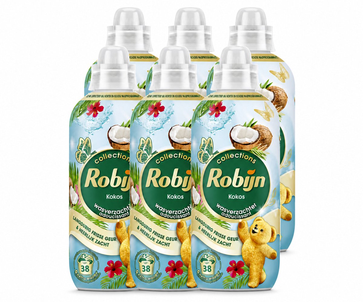 6 x Robijn – Wasverzachter – Kokos Sensation – 765 ml - Voordeelverpakking - 6 stuks